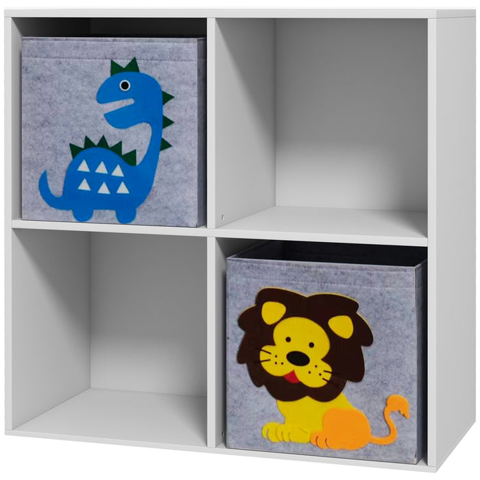 Kids' Storage Organizer - Playful Toy Box with Dual Non-Woven Fabric Bins, 61.8cm Cube - Perfect for Neatly Tidying Toys and Children's Accessories