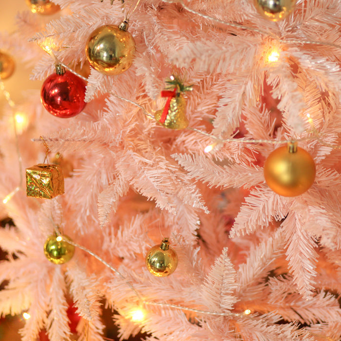 5ft White and Pink Artificial Christmas Tree with Metal Stand - Easy Automatic Open for Festive Decor - Ideal Holiday Centerpiece for Home Decoration