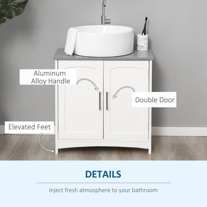 Modern Pedestal Bathroom Cabinet - Double Door Under Sink Vanity Unit with Adjustable Shelves - Elegant Storage Solution for Space Optimization