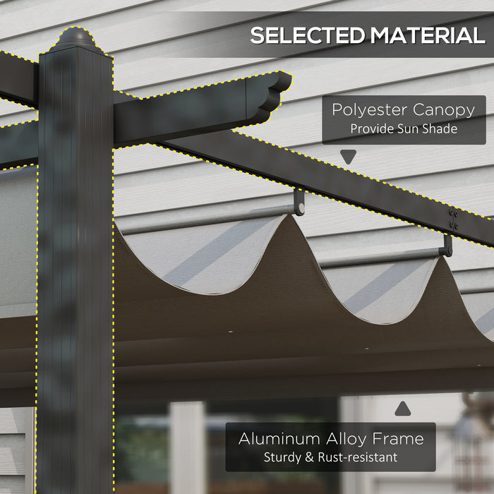 Aluminium Pergola with Retractable Roof - 4x3 Meter Garden Gazebo Canopy Shelter, Grey - Ideal for Outdoor Patio Enhancement