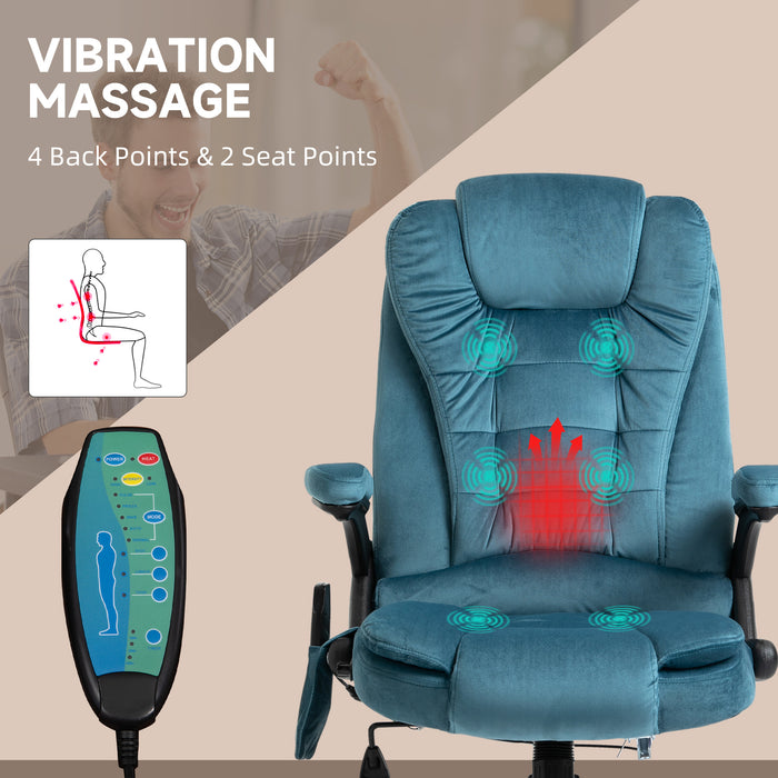 Heated Massage Recliner Chair with Velvet Fabric - 6-Point Vibrating Office Chair, 360° Swivel Base, Plush Comfort - Ideal for Soothing Relaxation & Stress Relief in Workplace or Home