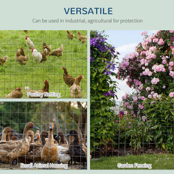 1m x 10m PVC Coated Chicken Wire Mesh - Durable Welded Garden Fence Roll for Poultry Netting - Ideal for Rabbits and Other Small Animals