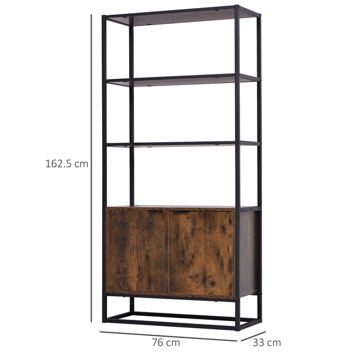 Freestanding Storage Organizer with 3 Open Shelves - Tall Cupboard & Multifunctional Rack for Home Use - Ideal for Living Room, Bedroom, Kitchen in Rustic Brown