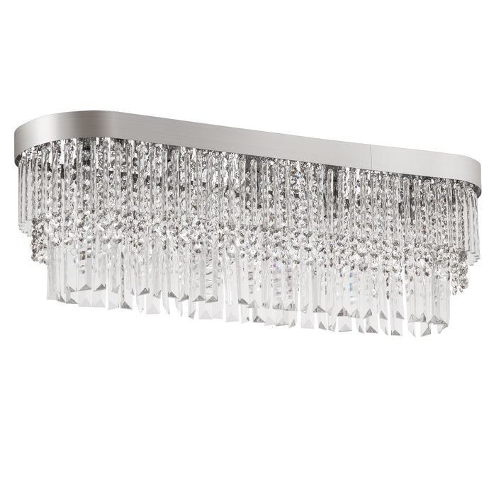 Linear Pendant Chandelier - Round Rectangular Ceiling Light with Steel Base, Hanging Dining Room Fixture - Ideal for Restaurant and Kitchen Ambiance