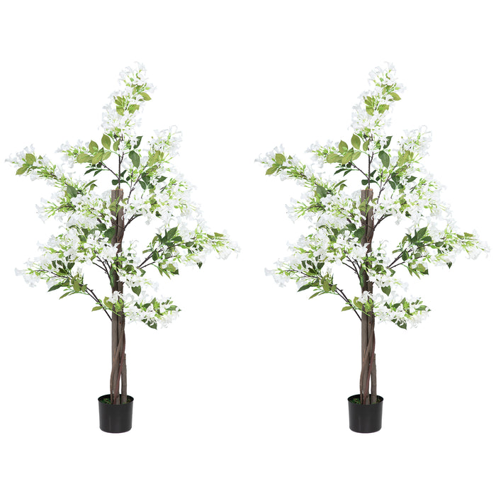 Artificial Honeysuckle Flower Plants with Pot - Lifelike Faux Greenery in Curved Boots, Indoor/Outdoor Decor, 15x15x150cm - Ideal for Home, Office Decoration, Set of 2, White