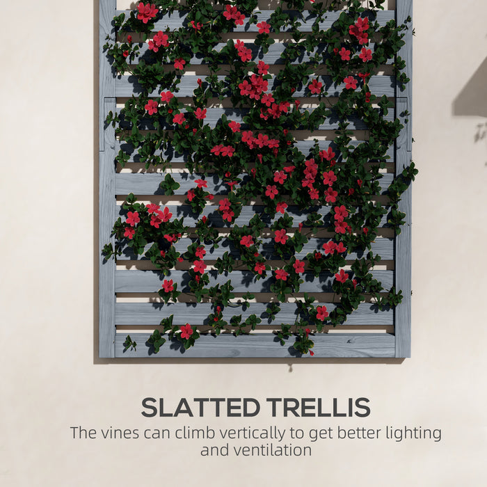 Fir Wood Plant Display Racks - Set of 2 Wall-Mounted Stands with Shelves & Slatted Trellis - Ideal for Patio, Balcony, Porch Greenery Showcase