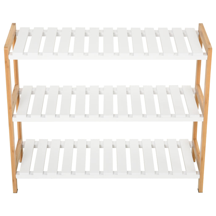3-Tier Wooden Shoe Rack with Slatted Shelves - Spacious, Hygienic Storage Solution for Home and Hallways - Ideal for Families and Guests, 70x26x57.5cm, Natural Finish