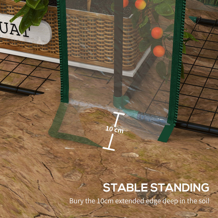 3-Tier Mini Greenhouse with 6 Reinforced Wire Shelves - Clear Cover for Indoor/Outdoor Gardening - Protects Plants and Seedlings from Elements