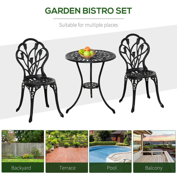 3 Piece Patio Bistro Set - Outdoor Aluminum Dining Furniture with Umbrella Hole, Garden and Balcony-Friendly - Ideal for Al Fresco Meals and Relaxation