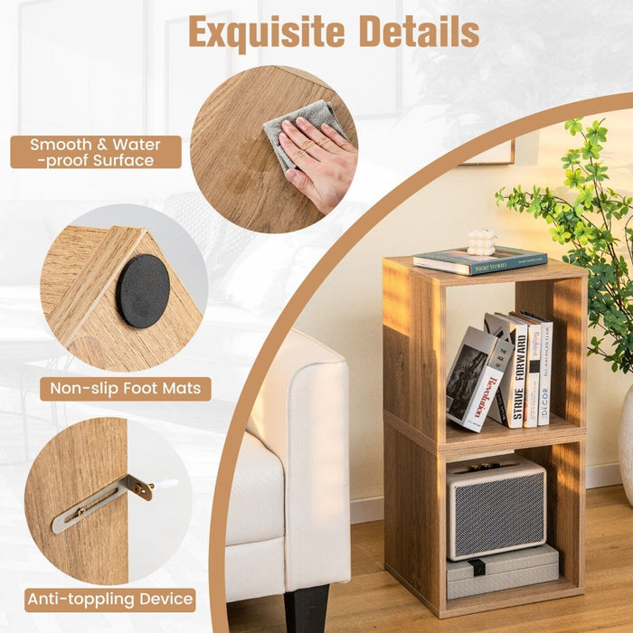 Stackable Nightstand Set of 2 - With Storage Cubes for Organized Bedroom Space - Ideal for Compact Living Spaces