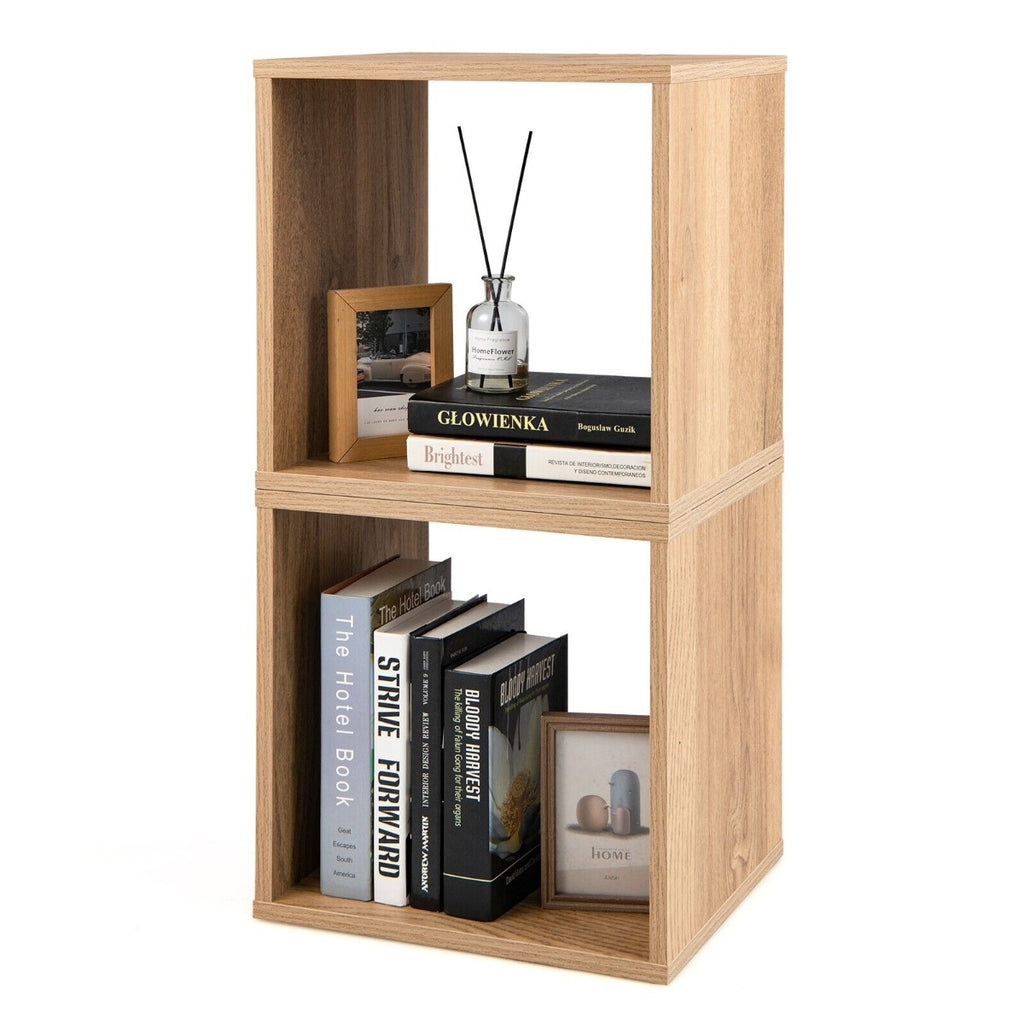Stackable Nightstand Set of 2 - With Storage Cubes for Organized Bedroom Space - Ideal for Compact Living Spaces