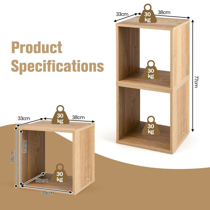 Stackable Nightstand Set of 2 - With Storage Cubes for Organized Bedroom Space - Ideal for Compact Living Spaces