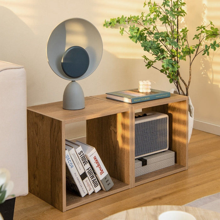 Stackable Nightstand Set of 2 - With Storage Cubes for Organized Bedroom Space - Ideal for Compact Living Spaces