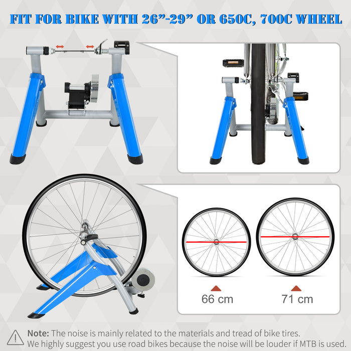 8-Level Steel Indoor Cycling Trainer - Stationary Exercise Bike Stand with Adjustable Resistance, Blue - Ideal for Home Cardio Workouts and Training