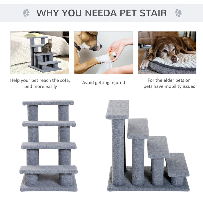 Portable Pet Stairs for Bed Access - 63.5x43x60cm Climb Ladder for Cats, Little and Older Animals - Easy Assistive Solution for Pets in Grey