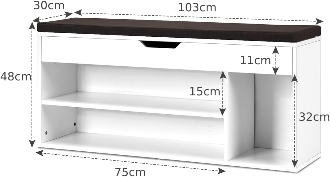 Hidden Compartment Shoe Bench - Natural Finish, Open Shelving Storage Solution - Ideal for Keeping Footwear Organized & Concealed Compartment for Valuables