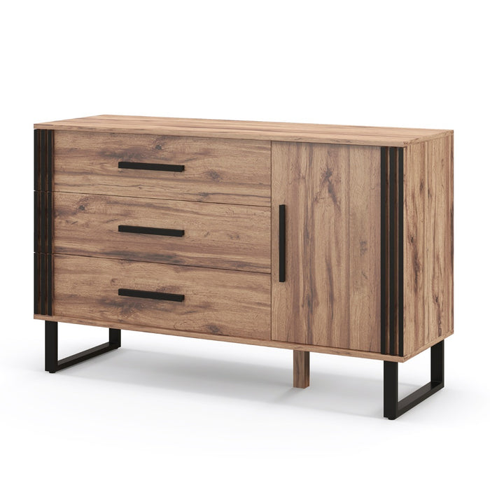 Versatile Storage Cabinet - Sideboard Buffet with 3 Drawers, 1 Door, and an Adjustable Shelf - Perfect for Dining Rooms and Kitchen Spaces