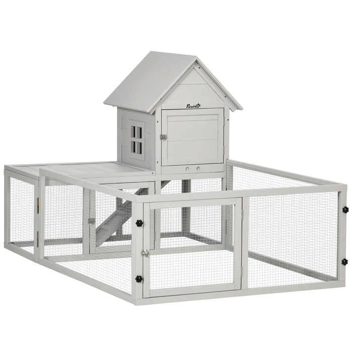 Wooden Rabbit Hutch & Spacious Guinea Pig Cage - Indoor Small Animal House with Extra Fenced Area & Slide-out Tray - Perfect for Pet Rabbits and Guinea Pigs