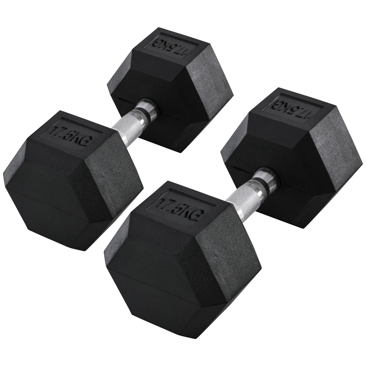 17.5kg Hex Dumbbells Rubber Coated Hand Weights for Home Gym — Shopsta UK