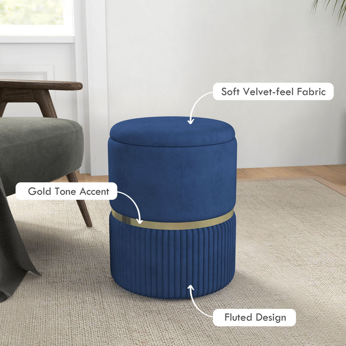 Velvet Ottoman Footstool with Storage - Luxurious Round Pouffe, Plush Fabric Upholstery with Hidden Compartment - Chic Seating Solution and Space Saver for Living Room