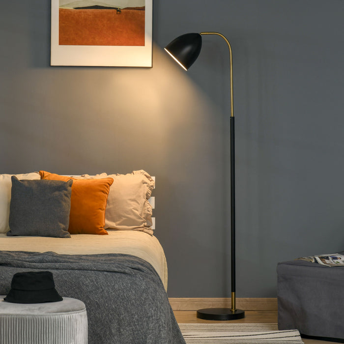 Arc Adjustable Floor Lamp - Black Gold Standing Reading Light with Flexible Lampshade - Ideal for Living Room, Office, Bedroom Ambiance and Task Lighting