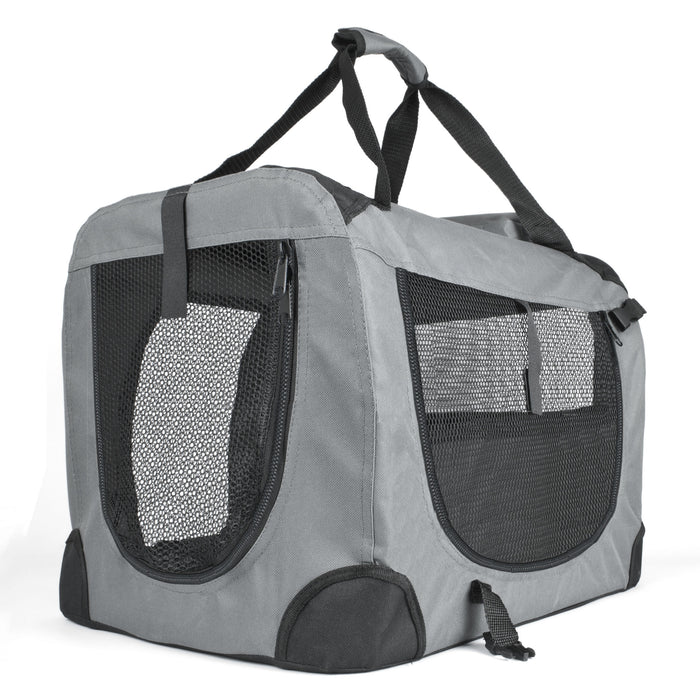Soft Grey Pet Carrier - Spacious and Comfortable Transport for Dogs and Cats - Ideal for Safe and Secure Pet Travel