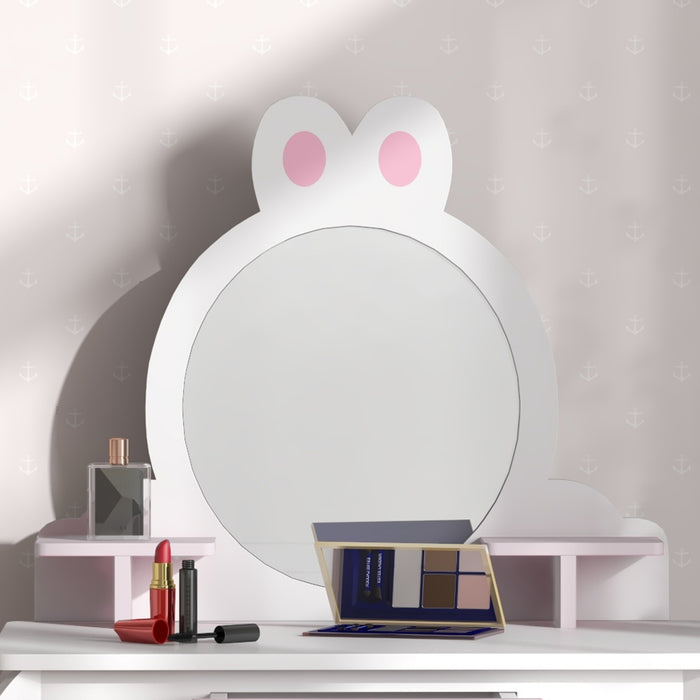 Woodland Adventure Bunny-Themed Children's Bedroom Set - Durable Wooden Furniture with Dressing Table, Stool & Bed - Perfect for Kids Aged 3 to 6 Years