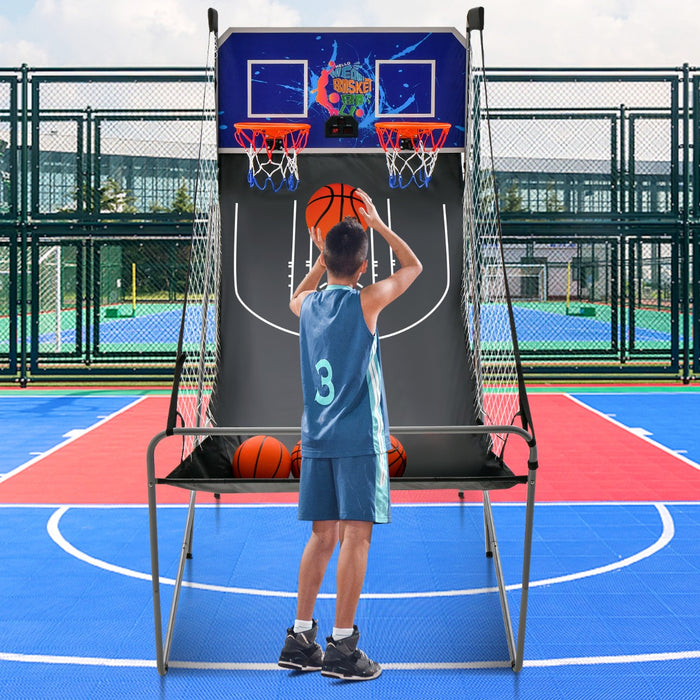 Foldable Basketball Arcade Game Model 2 - Double Player Indoor Shooting Game in Grey - Ideal for Recreation and Competitive Play at Home