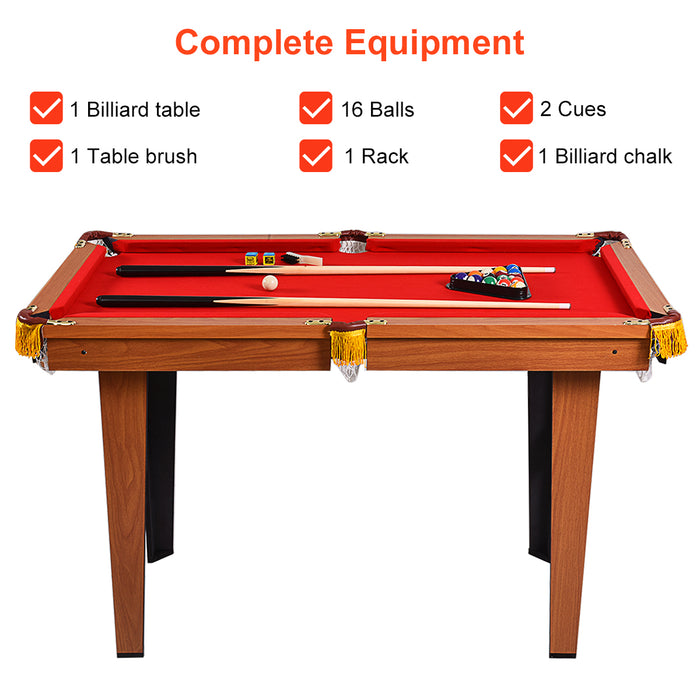 Billiards Table - Anti-collision Corners, Selected Red Velvet Cloth - Perfect for Professional and Home Use