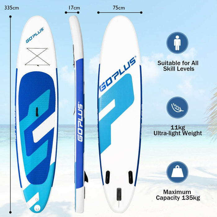 Inflatable 11FT Stand Up Paddle Board - Lake Blue with Hand Pump - Ideal for SUP Surfing and Beginner Paddlers