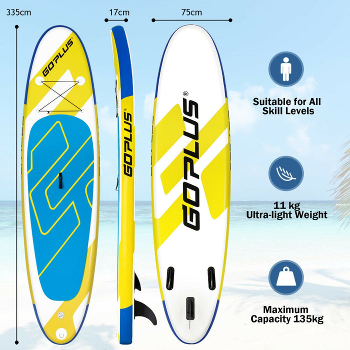 Inflatable 11FT Stand Up Paddle Board - Lake Blue with Hand Pump - Ideal for SUP Surfing and Beginner Paddlers