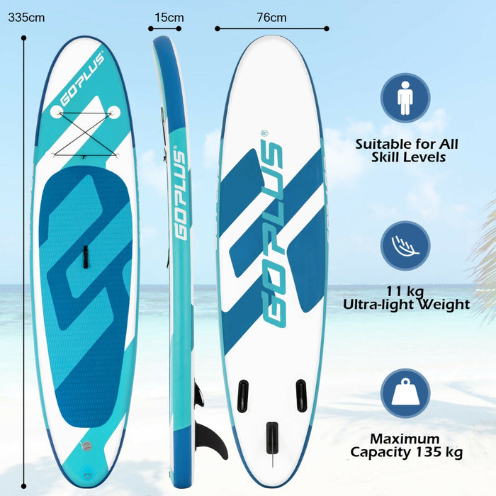 Inflatable 11FT Stand Up Paddle Board - Lake Blue with Hand Pump - Ideal for SUP Surfing and Beginner Paddlers