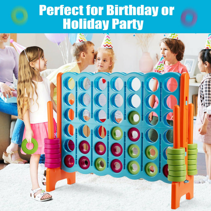 Giant 4 - Blue Set with 42 Jumbo Rings and Sliders Game - Perfect for Family Fun and Parties