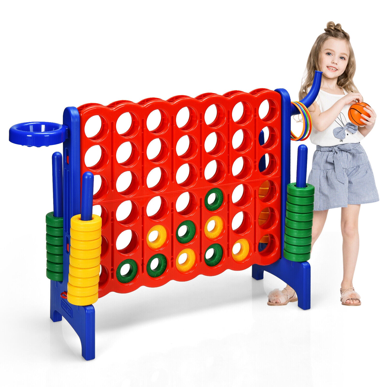 Giant Connect 4 - Jumbo Game with 42 Blue Rings - Perfect for Group Play and Parties