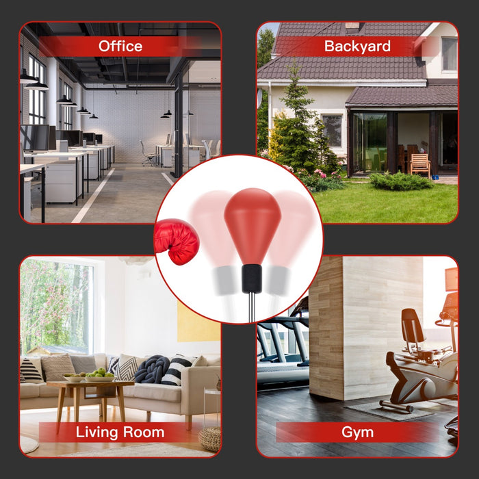 Boxing Gym Set - Punching Bag with Adjustable Stand and Comfort Fit Gloves in Red - Ideal for Cardio Exercise and Stress Relief