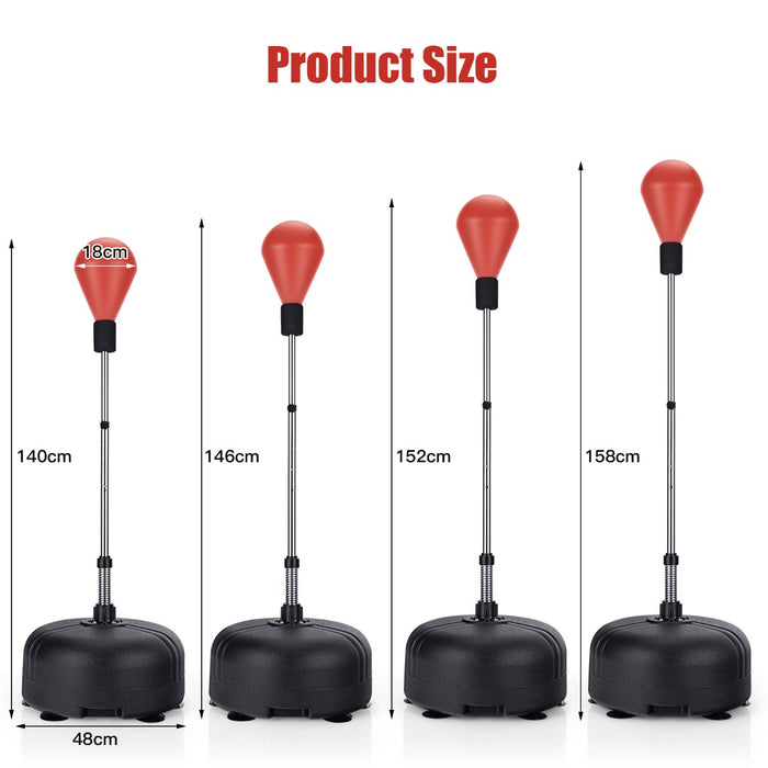Boxing Gym Set - Punching Bag with Adjustable Stand and Comfort Fit Gloves in Red - Ideal for Cardio Exercise and Stress Relief