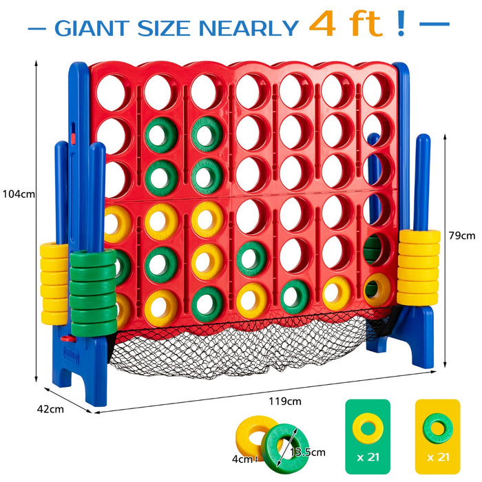 Jumbo 4-to-Score Giant Game Set - Includes Carry Bag, Quick-Release Level Feature, Suitable for Kids and Adults - Perfect for Outdoor Fun and Parties in Blue Color