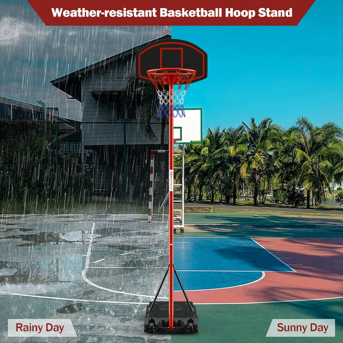 Basketball Stand Adjustable Height - Freestanding, Red Basketball Hoop - Perfect For Sports Enthusiasts and Training Athletes