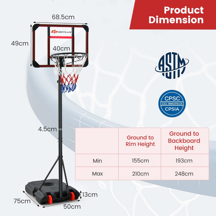 Basketball Gym Equipment - Wheel-Assisted Hoop and Goal Set - Perfect for Sport Training and Competitions
