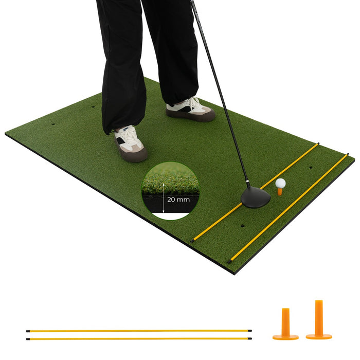 Golf Hitting Mat - Includes 2 Rubber Tees and 2 Alignment Sticks, Ideal for Practicing Swing - Perfect for Golf Enthusiasts