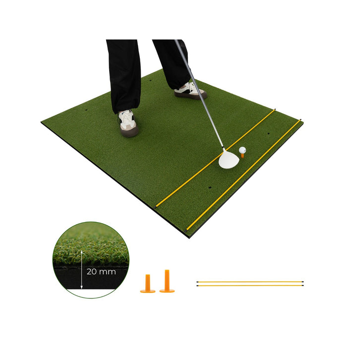 Golf Hitting Mat - Includes 2 Rubber Tees and 2 Alignment Sticks, Ideal for Practicing Swing - Perfect for Golf Enthusiasts
