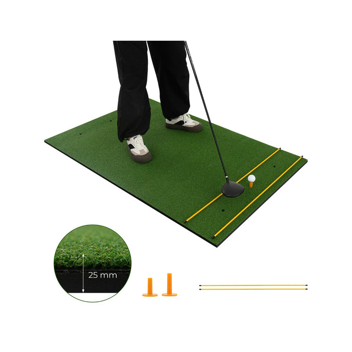 Pro Golf - 25mm Hitting Mat with 2 Rubber Tees & 2 Alignment Sticks - Perfect Training Aid for Golf Enthusiasts