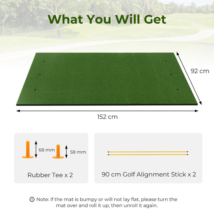Pro Golf - 25mm Hitting Mat with 2 Rubber Tees & 2 Alignment Sticks - Perfect Training Aid for Golf Enthusiasts