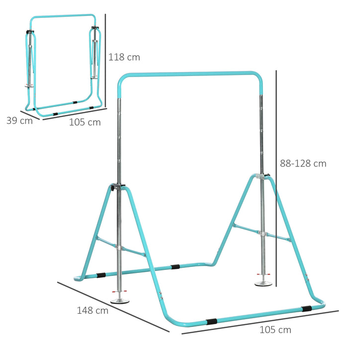 Foldable Kids Gymnastics Bar with Adjustable Height - Sturdy Horizontal Training Bar with Triangle Base - Perfect for Young Gymnasts at Home