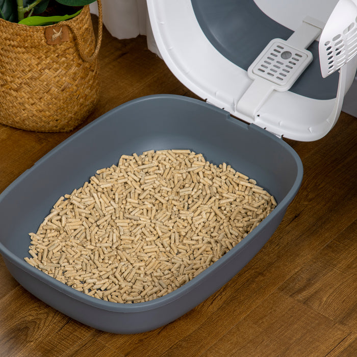 Hooded Litter Box with High Edges - Spill-Proof, Deodorizing Litter Tray with Dual-Entry - Includes Scoop for Easy Clean-Up