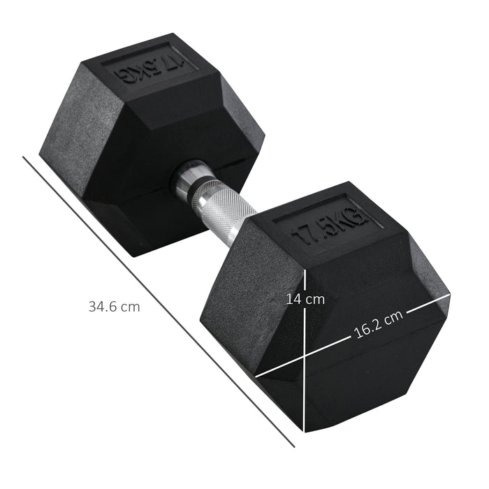 17.5KG Rubber Hex Dumbbell - Portable Hand Weight for Home Gym Workouts - Ideal for Strength Training and Fitness Enthusiasts