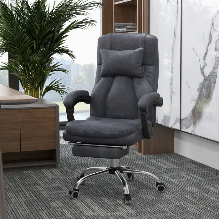 High Back Vibrating Massage Chair with Headrest - Ergonomic Reclining Computer Chair with Footrest and Swivel Wheels - Comfort for Home Office Use with Remote Control