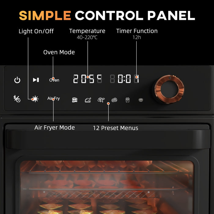 13L Mini Air Fryer Oven - Multifunction Countertop Convection with 12 Presets, Adjustable Temperature and Timer, 1200W - Ideal for Health-Conscious Cooking and Baking Enthusiasts