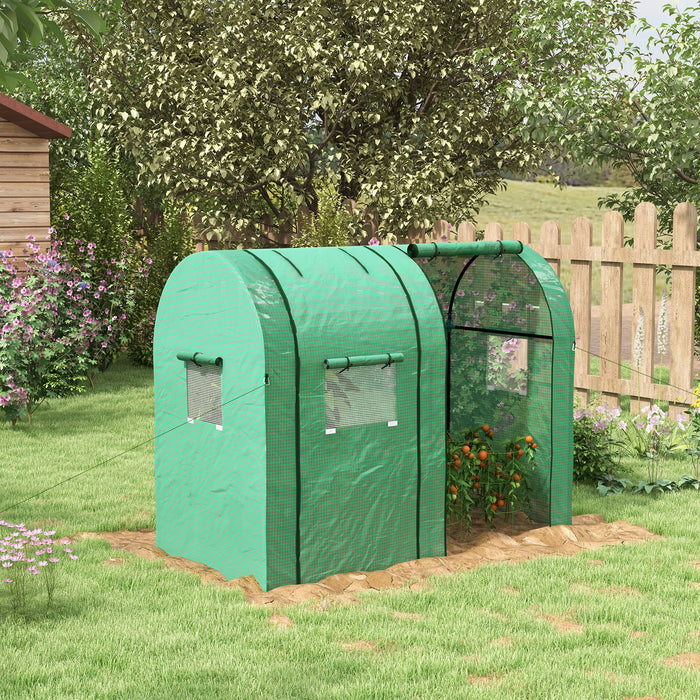 Garden Growhouse for Tomatoes - Portable Tomato Greenhouse with Dual Roll-up Doors & Ventilated Mesh Windows - Ideal for Indoor/Outdoor Gardening, 185x94x150cm, Green