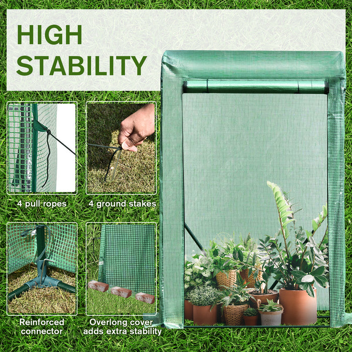 PE Greenhouse with Steel Frame - Outdoor Zippered Plant Cover, 100L x 50W x 150H cm in Green - Ideal for Gardeners and Healthy Plant Growth